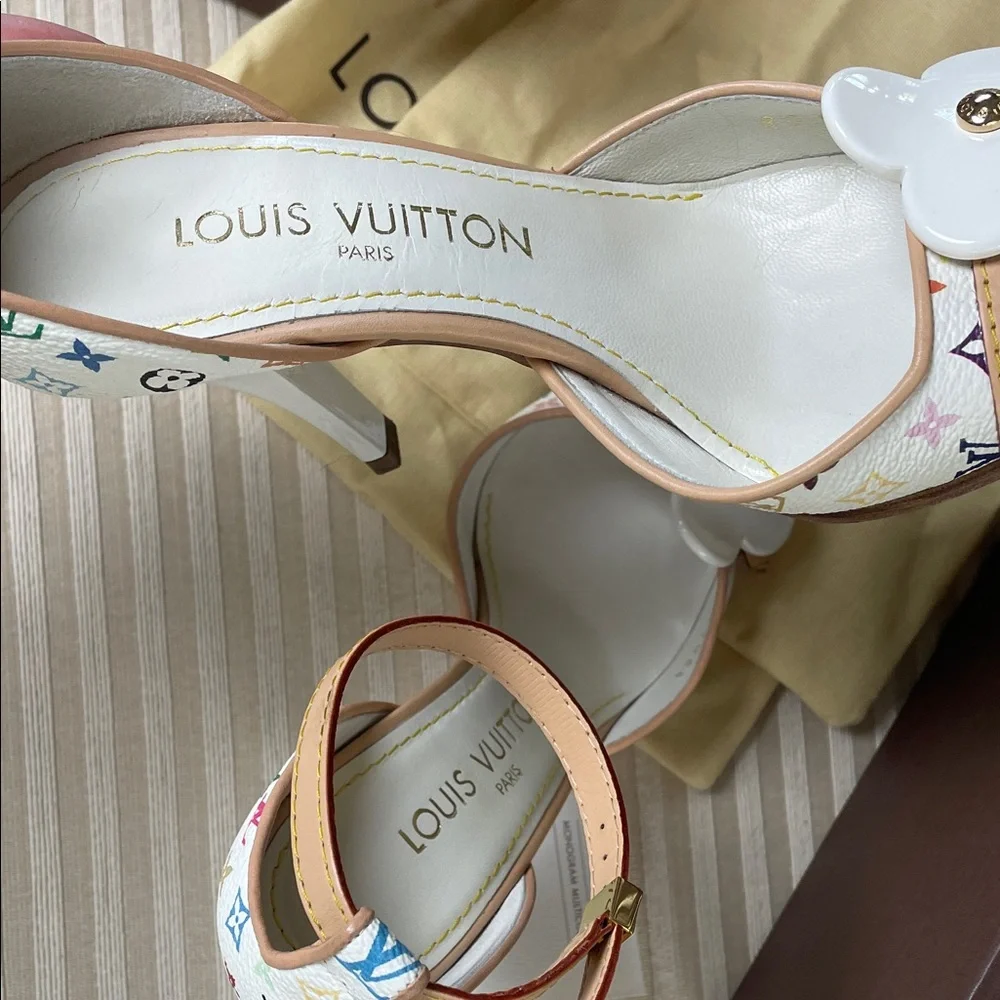 Louis Vuitton Murakami multicolor LV monogram Fleur print heels